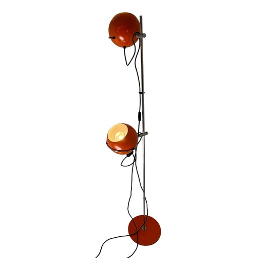Gepo - Space Age Design / MCM Floor Lamp with Two Shades - Orange Shades - Fully Restored Piece