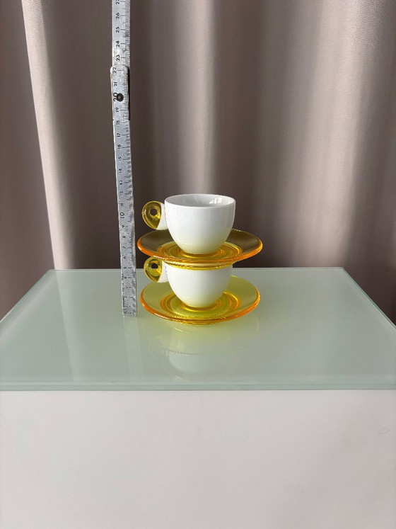 Vintage Fratelli Guzzini Tazza Espresso Cups & Yellow Saucers – Set of 2 – Crockery, Ceramic, Plastic (photo 10 of 10)