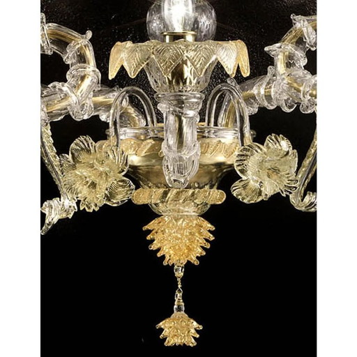 Luxe Imperial Venetiaans Ca’ Rezzonico Murano glas met bladgoud en bloemen.