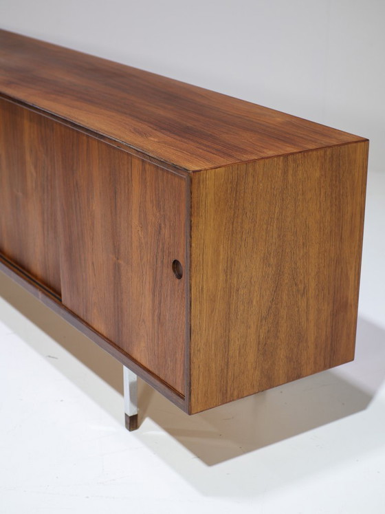 Image 1 of Lang dressoir lowboard palissander chroom vintage Deens