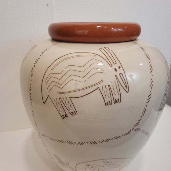 Image 1 of Vase design animals, ceramic, 80's - France