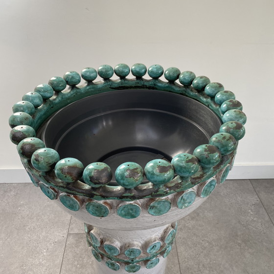 Image 1 of Paire unique de vases de sol en céramique faits à la main - style lave grasse - vers 1960/70