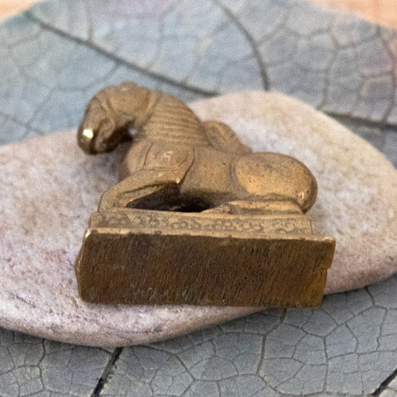 Image 1 of Antique brass scale weight, Chinese Mythological Animal