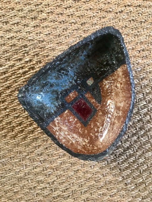 1960s brutalist handmade ceramic dish vide poches