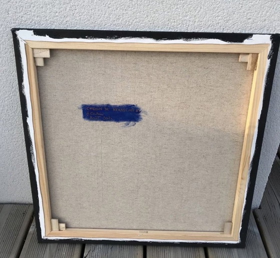 Image 1 of Öl auf bespanntem Keilrahmen. Format 50x50cm. Schwarzer amerikanischer Kasten.