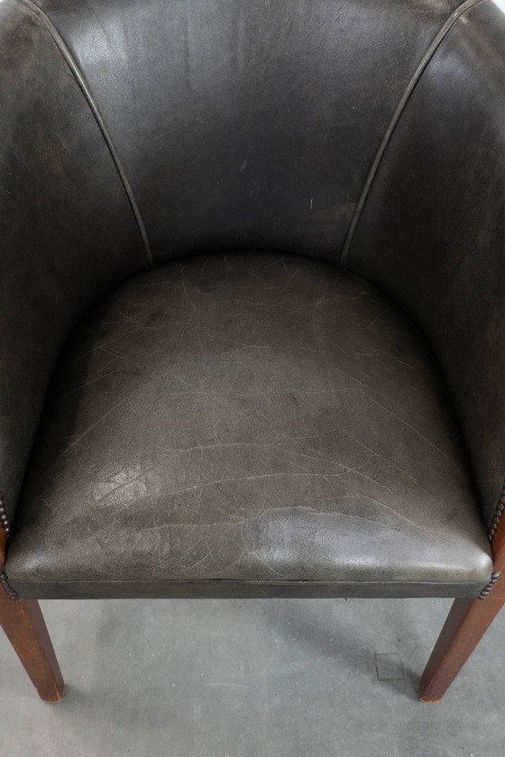 Image 1 of Sedia a vasca/sedia laterale in pelle di mucca e legno con una combinazione di colori bella e robusta