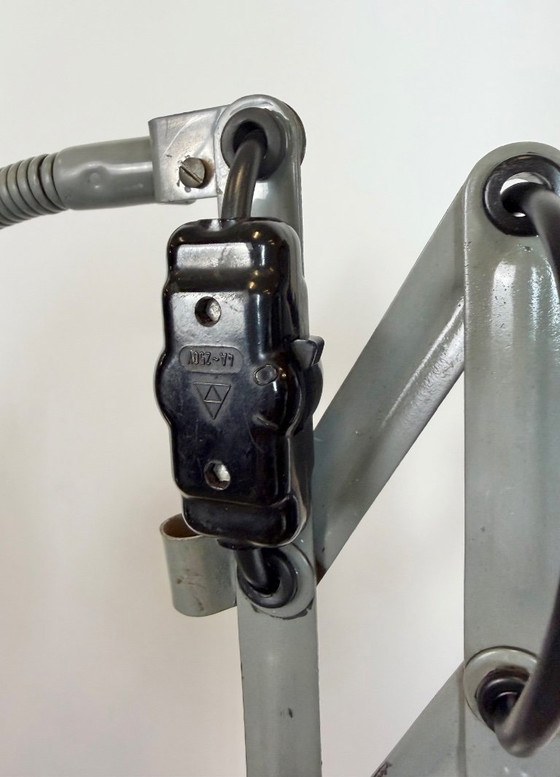 Image 1 of Grijze industriële wandlamp met flexibele arm van Elektroinstala, jaren 60.