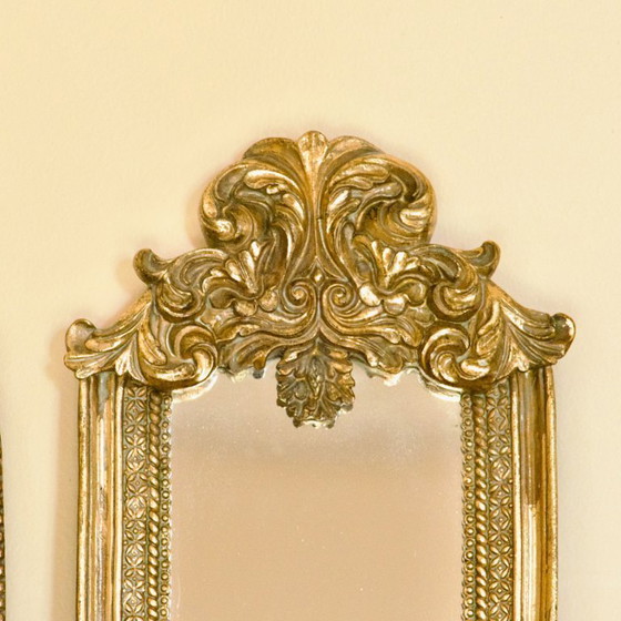 Image 1 of Exceptionnel triptyque de miroirs baroques du XIXe siècle en bois doré
