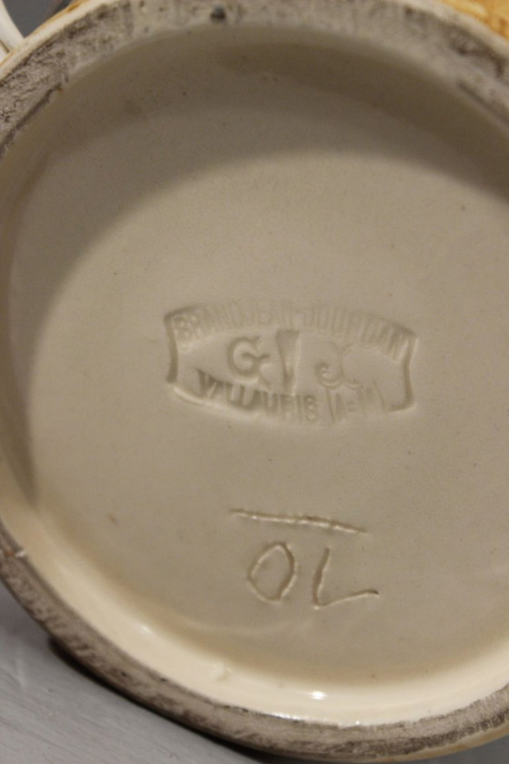 Image 1 of Grandjean Jourdan in Vallauris - Sfeerlamp met opengewerkte details en maritiem tafereel, jaren 1950