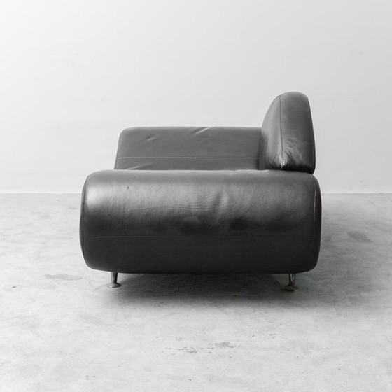 Image 1 of Vintage moderne design zwarte leren fauteuil – loungestoel uit de jaren 90
