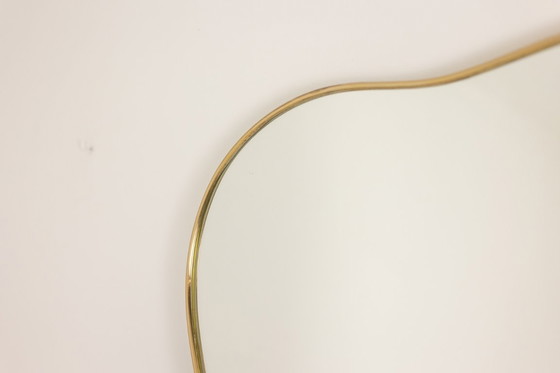 Image 1 of Pair of mirrors, Gio Ponti style. Brass frame. 1980s.
