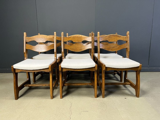 Image 1 of Vintage brutalistische eetkamerstoelen, set van 6 - jaren 60