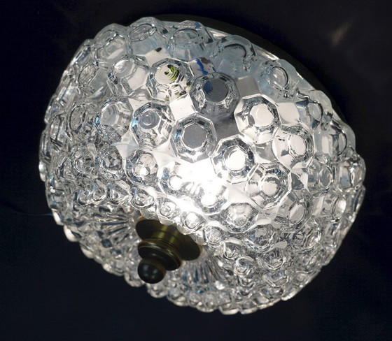 Image 1 of Plafonnier vintage en verre bullé de Limbourg, modèle A 637, encastré, années 1970