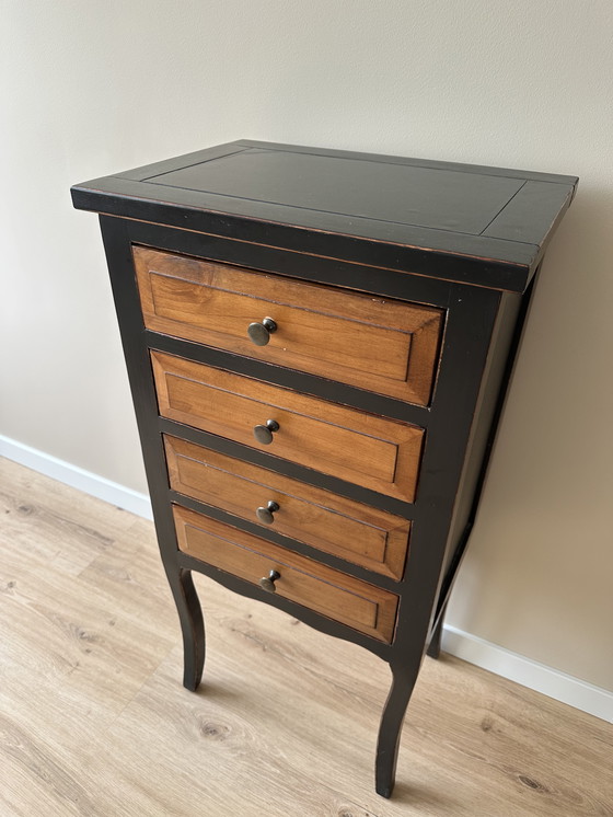 Image 1 of Cómoda/vestidor delgado negro y marrón estilo Luis XVI
