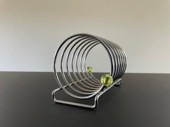 Image 1 of Porta toast cromato postmoderno vintage con dettagli al neon