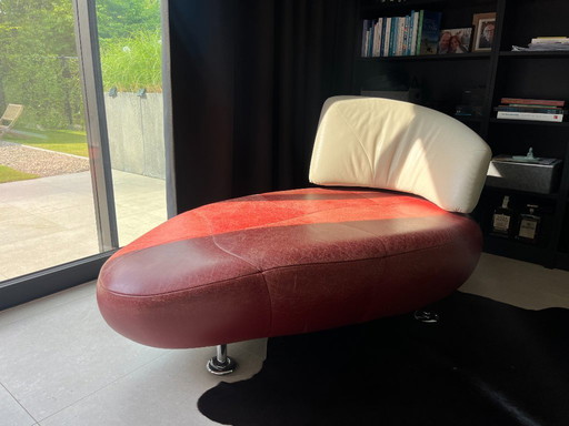 Leolux Kikko chaise longue red/creme white