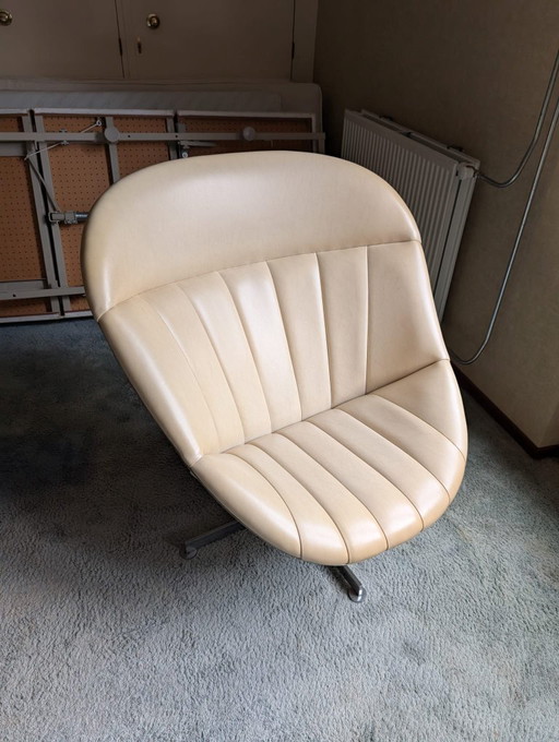 Vintage Rudolf Wolf Drehstuhl cremeweiß