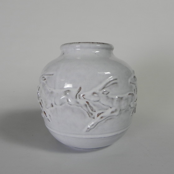 Image 1 of Mobach-Vase mit Hirsch, Modell 217 von Bouke und Klaas Mobach, 1960er Jahre