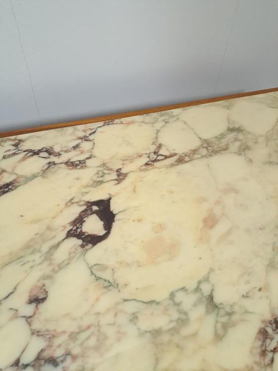 Image 1 of Mesa de centro de teca con gran tapa de mármol