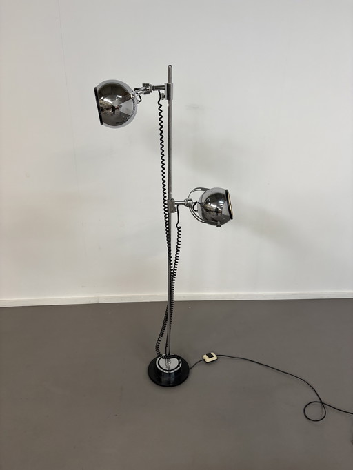 Vintage Chrome With Black Spaceage Eyeball Floor Lamp Sixties