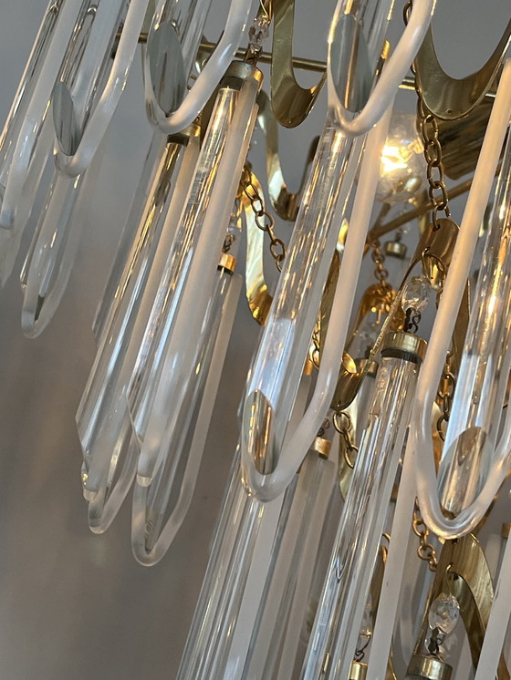 Image 1 of Lampadario di cristallo vintage di lusso in stile Art Déco anni '80