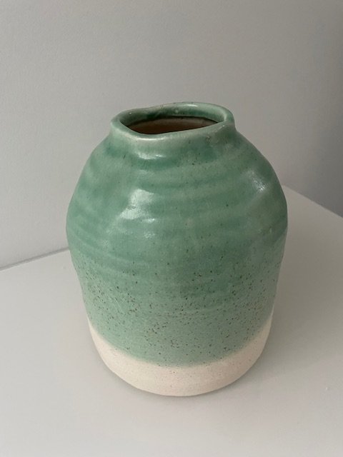 Image 1 of Ceramic Vase in Mint and Cream - Crafty and Stylish