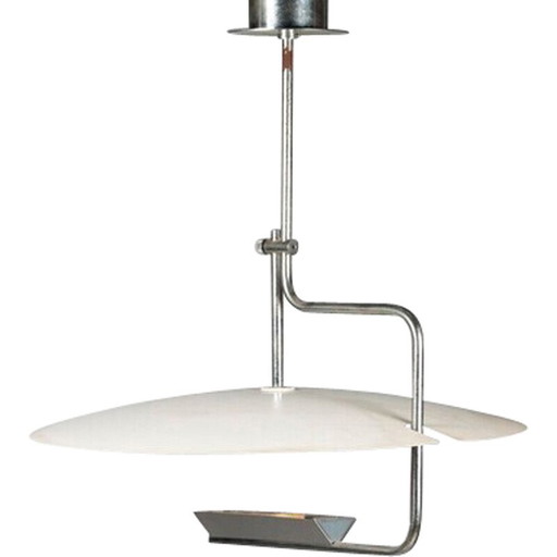 Coppia di lampade a sospensione vintage 20575 in metallo laccato e acciaio inossidabile di Sabine Charoy, anni '80
