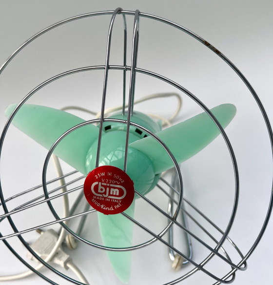 Image 1 of Ventilatore da tavolo vintage italiano “bjm” – verde menta – anni '50/'60