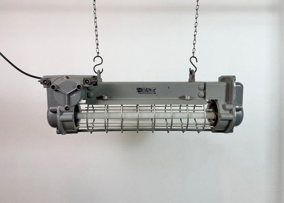 Image 1 of Grijze industriële hanglamp met buisconstructie van Elektrosvit, jaren 70.