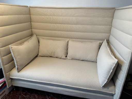 Vitra Alcove Highback 2-zitsbank – Bouroullec – Crème / Chroom