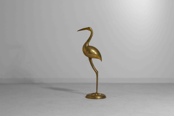 Image 1 of Brass decorative heron sculpture