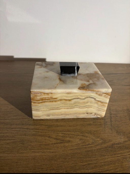 Vintage Schmuckkästchen aus echtem Onyx und schwarzem Marmor
