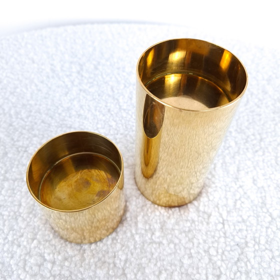 Image 1 of 2x vintage candlesticks brass mid century modern design