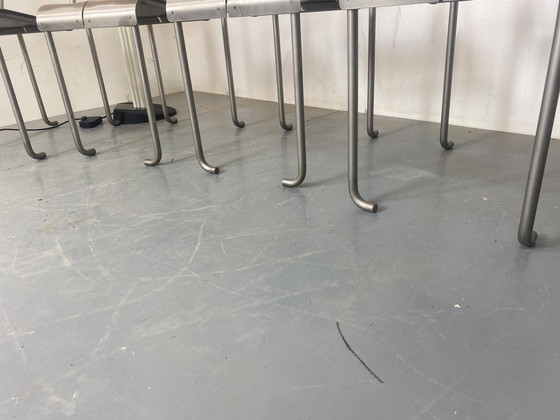 Image 1 of  Sillas de comedor arquitectónicas postmodernas de acero inoxidable, años 80, juego de 4