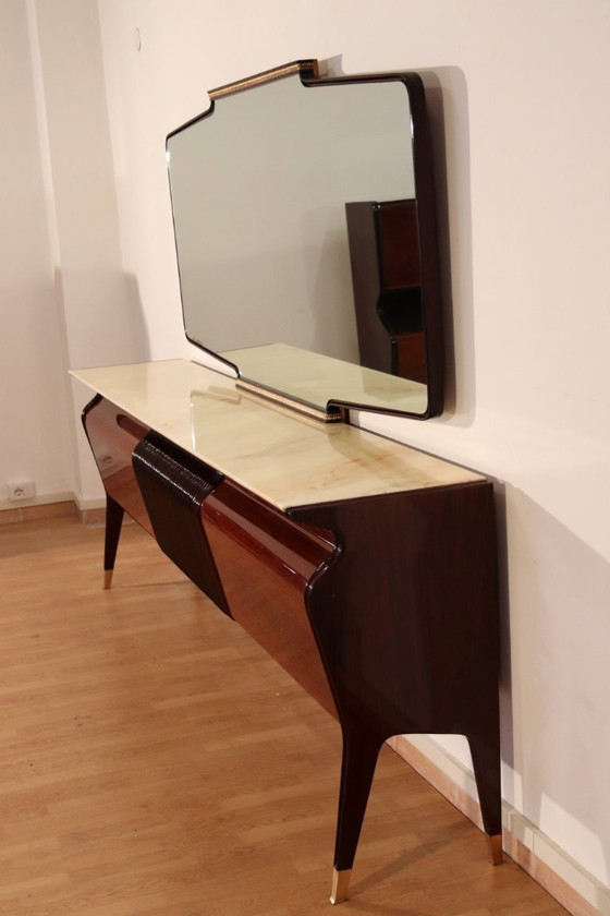 Image 1 of Credenza di metà secolo di Osvaldo Borsani, mogano, palissandro e onice, Italia, anni '50