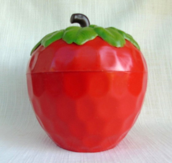 Image 1 of Vintage Strawberry Ice Bucket | 1970s Plastic Barware | Retro Fruit Ice Bucket | Mid-Century Bar Accessory