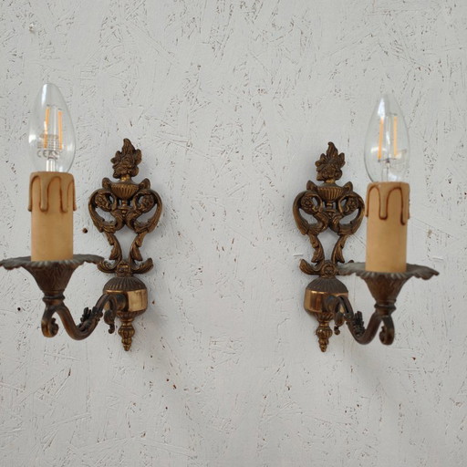 Appliques et lampes de chevet vintage en laiton Hollywood Regency