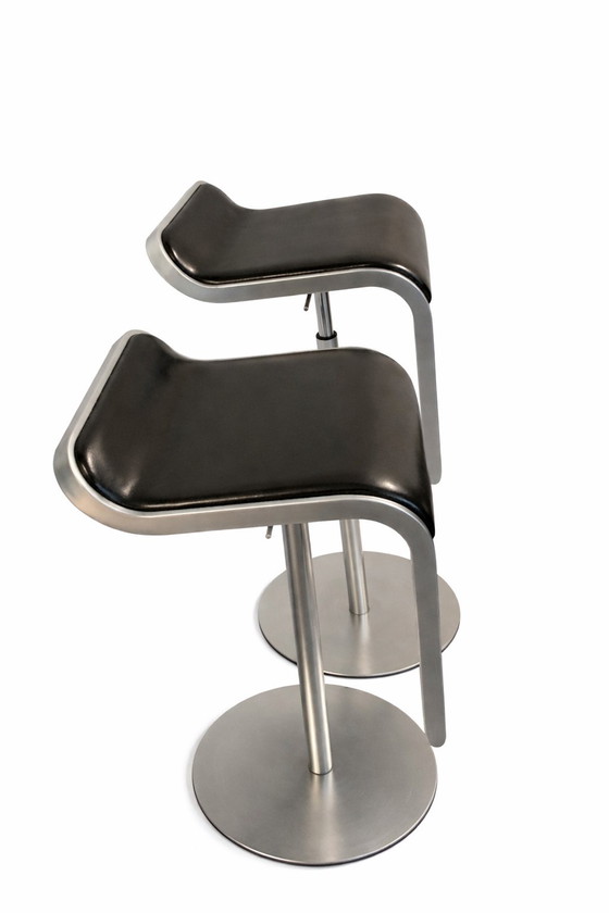 Image 1 of 2 x Lapalma bar stools LEM – brown – height adjustable (66–78 cm)