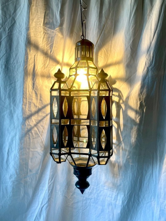 Image 1 of Marokkanische Pendelleuchte aus Glas und Metall