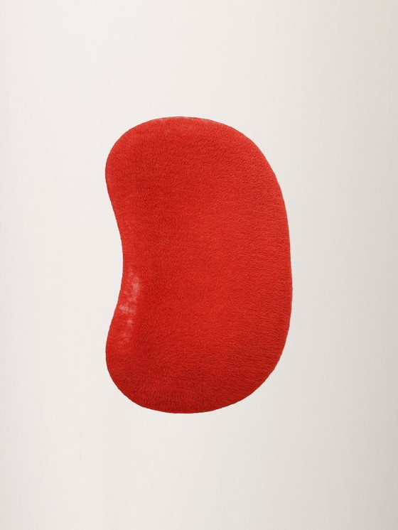Image 1 of Sgabello scandinavo con velluto rosso e ottone