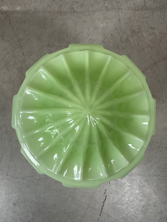 Image 1 of Art deco pendant lamp 'skyscraper' - opaline green