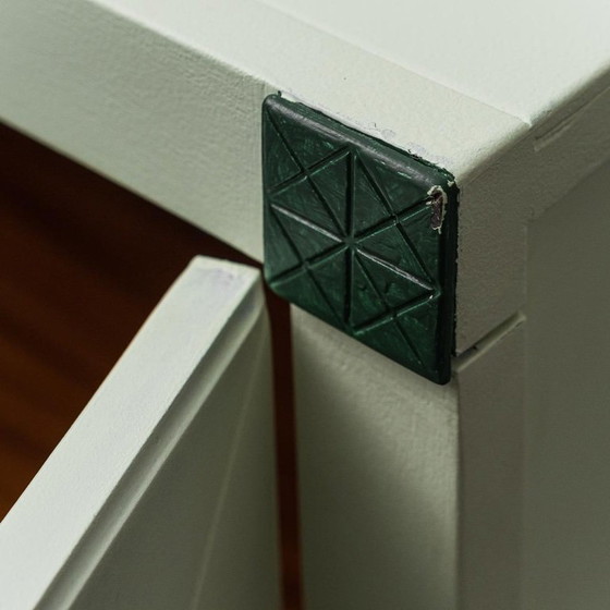 Image 1 of CREDENZA IN LEGNO CON INSERTI IN PELLE VERDE, MODERNARIATO VINTAGE ANNI '60