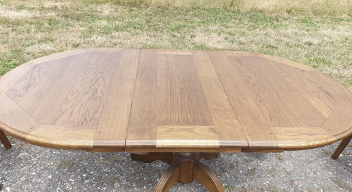 Bannink jugendstil eiken eetkamer tafel uitschuifbare