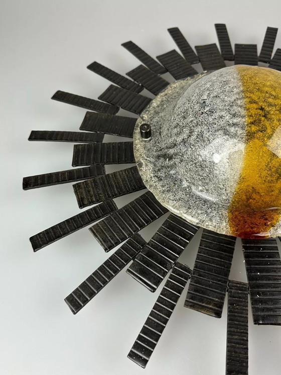 Image 1 of 60s 70s Brutalistische Wandlamp Wandlamp Ijzer & Glas Van Honsel Leuchten