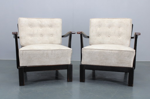 1940s Pair of Restored Thonet Armchairs, Czechoslovakia
