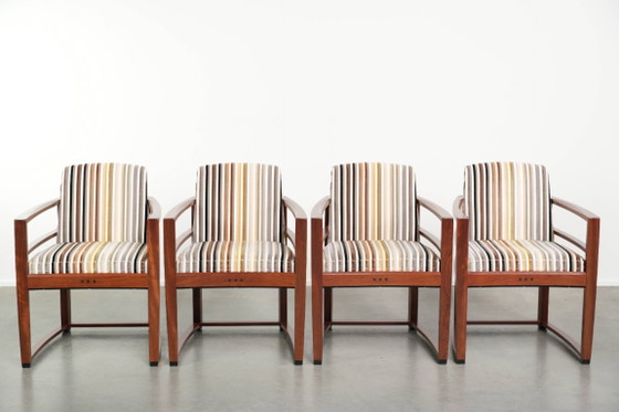 Image 1 of 4 sillas de comedor exclusivas de diseño Art Déco de Schuitema, pertenecientes a la serie Decoforma, con tapicería de tela de lu