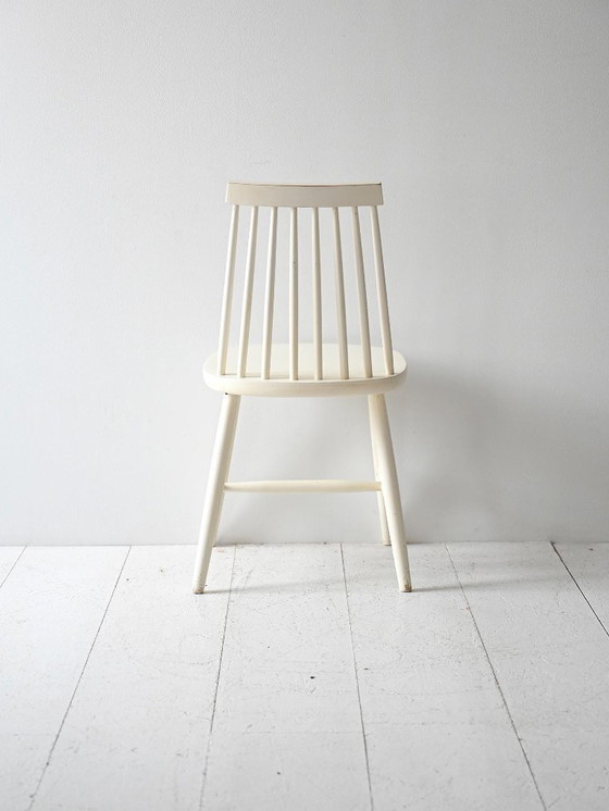 Image 1 of Set van 6 witte Pinstolar stoelen