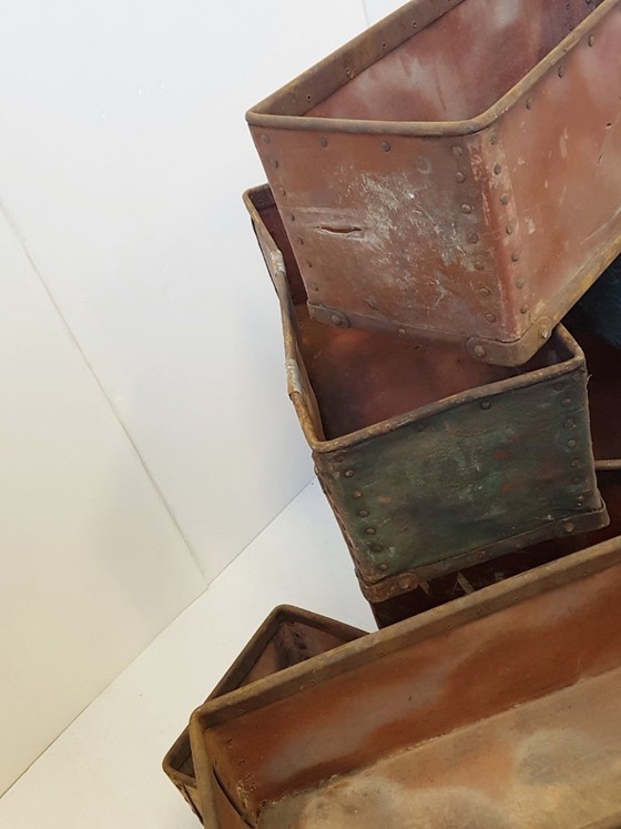 Image 1 of Set van 11 industriële opslagkisten van Suroy, Loos, Frankrijk, vintage jaren 1950.