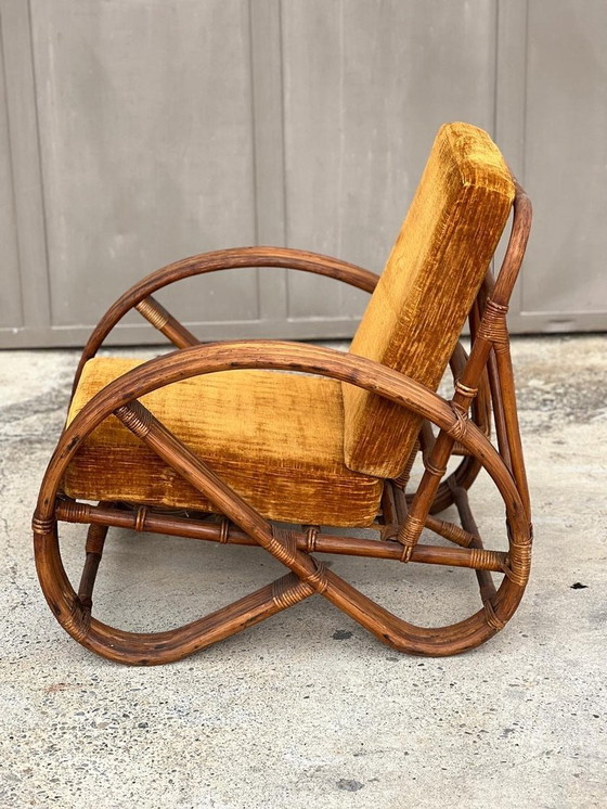 Image 1 of Bamboe en rotan krakeling fauteuil