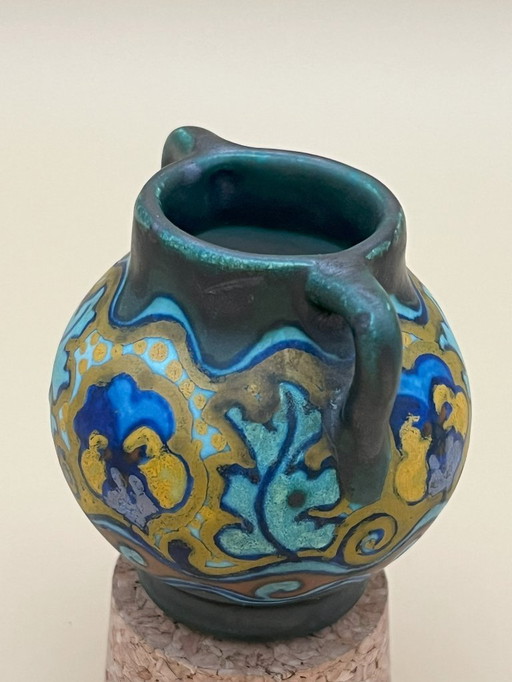 Plateel Zuid Holland, Petit vase à 2 anses, PENSÉE, 1920